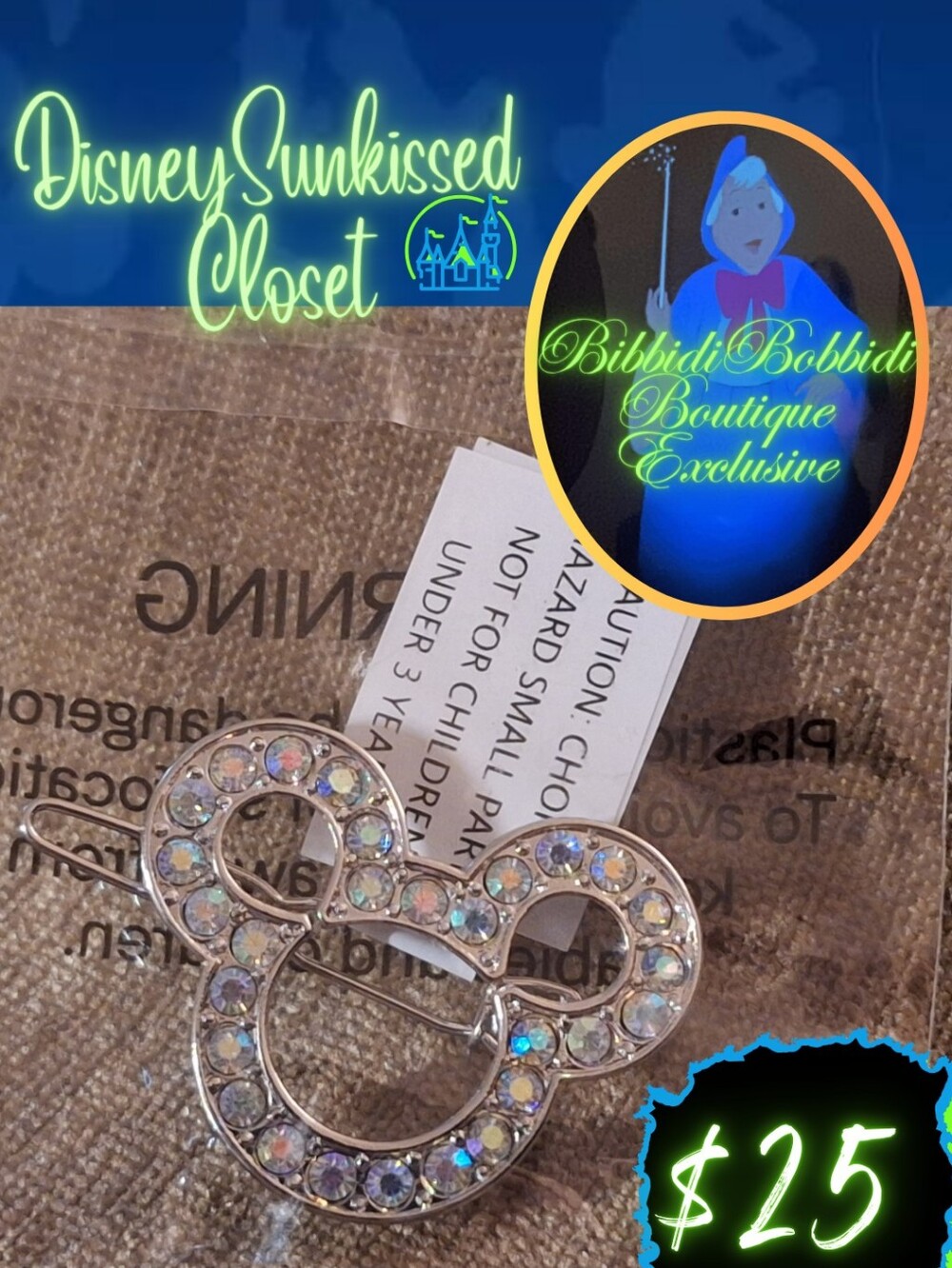 Disneyland Exclusive Fantasyland Bibbidi-Bobbidi-Boutique Mickey Hair Clip Beret